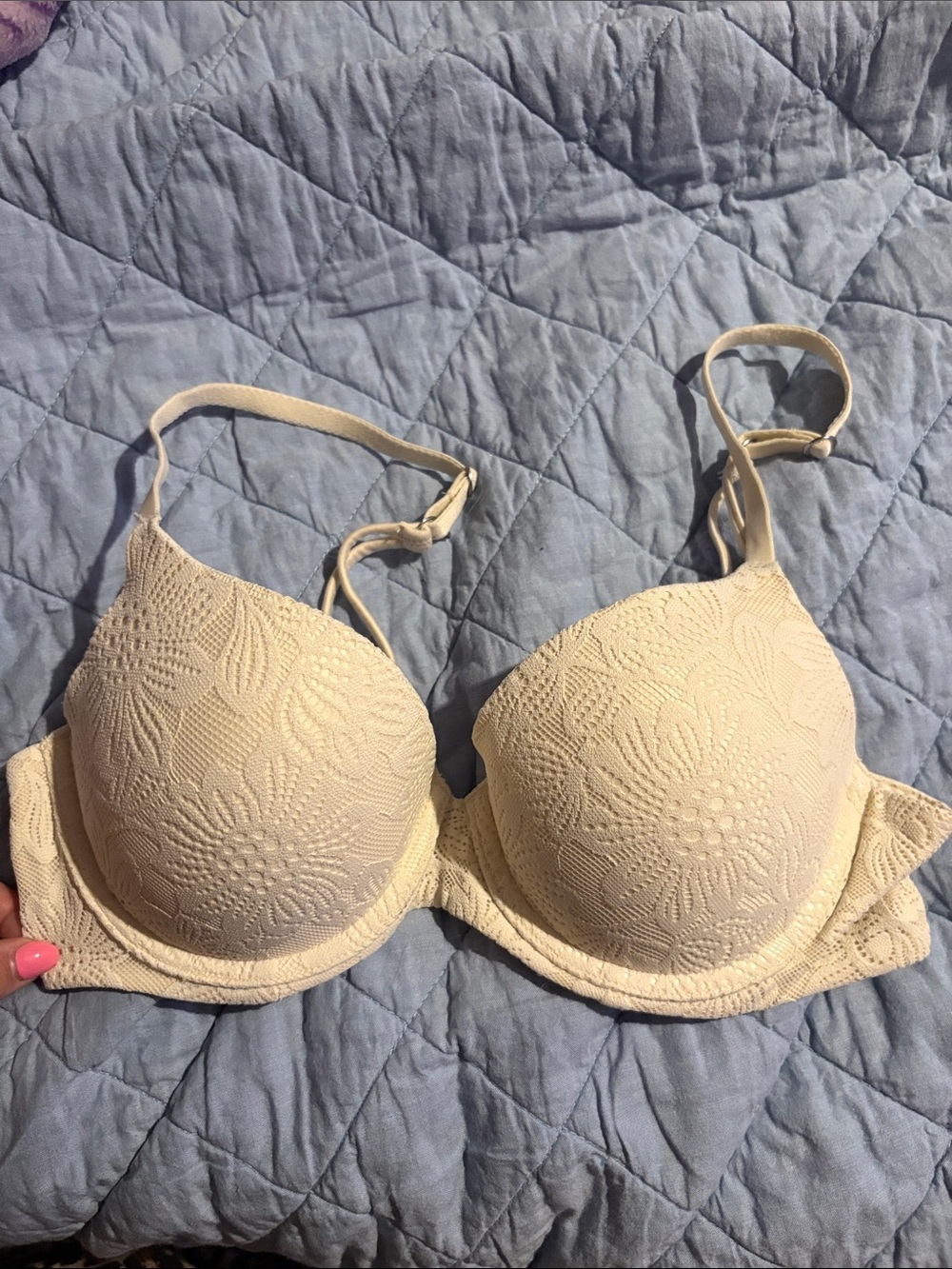 Cream Lace Floral Underwire push upBra Sunnie - Women Intimates
